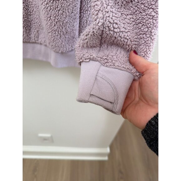 Athleta Girl Lavender Sherpa Half-Zip Pullover Sweater L/12 - Picture 2 of 4